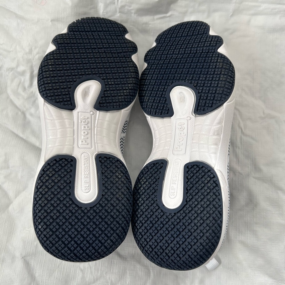 Propet Black and White Knit Slip-On Shoe - Picture 3 of 7